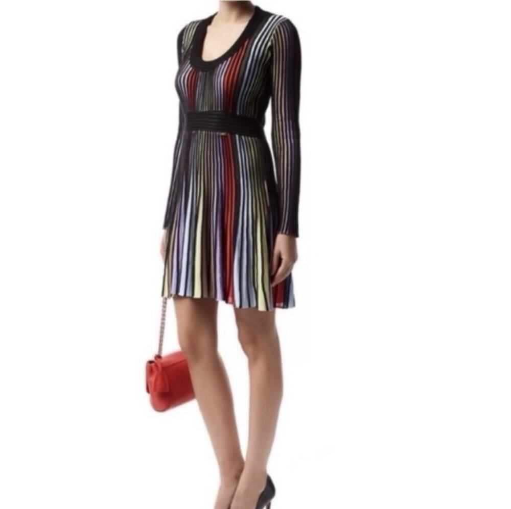 Just Cavalli Striped Knit Mini Dress Small Multicolor Y2K Cocktail Party Chic